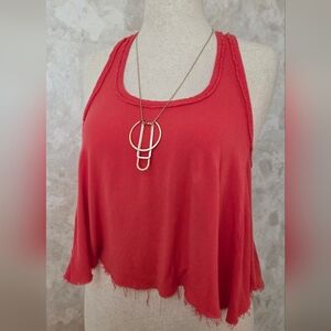 Ecote Urban Outfitters Red Cropped Tank Small Raw Hem Boho Flowy Lightweight Top